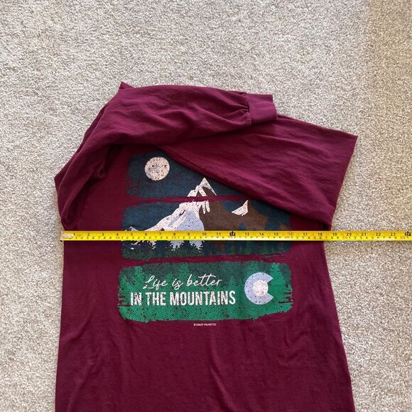 Colorado Life is Better in the Mountains Maroon Burgundy Long Sleeve Shirt M - Picture 5 of 6